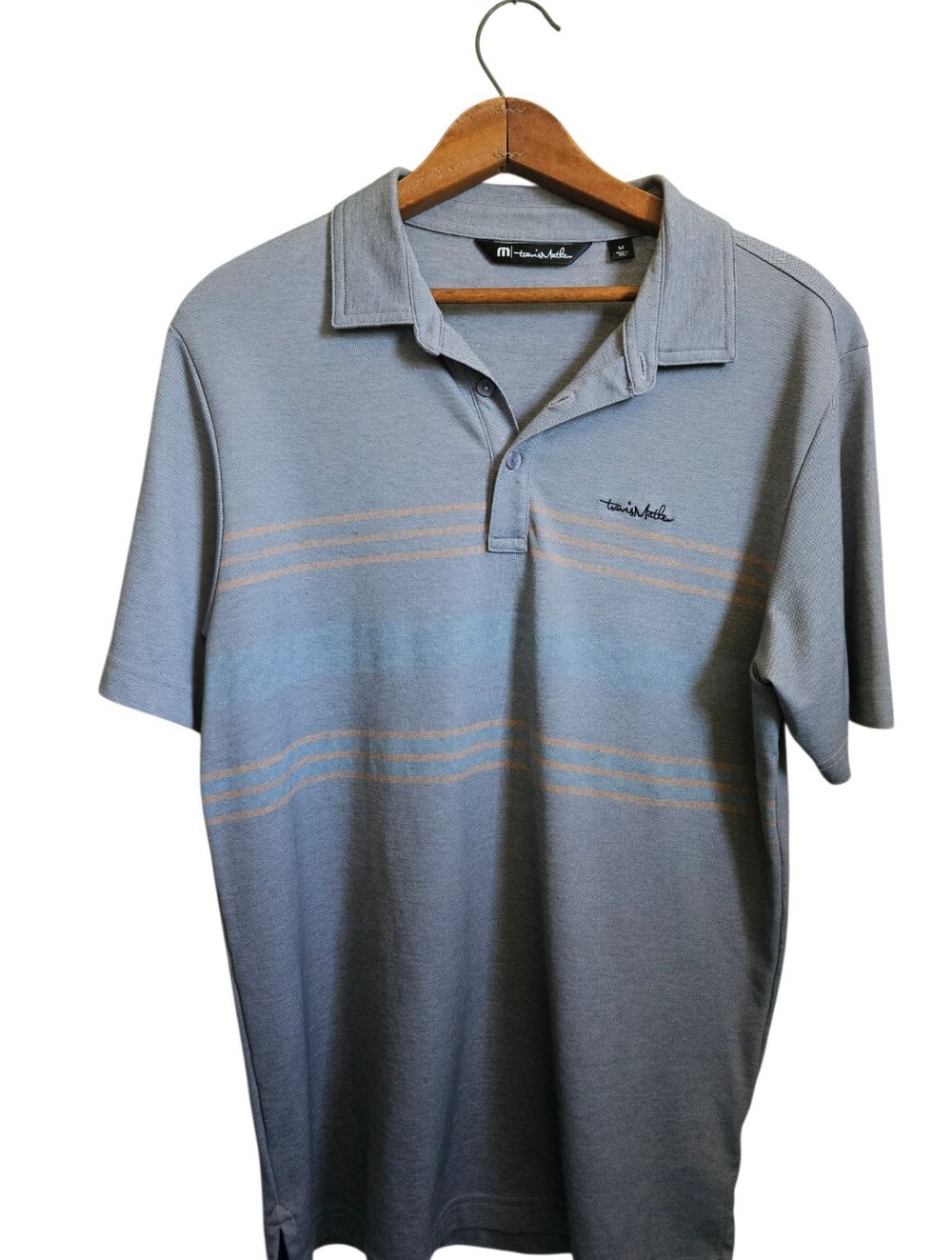 Men's Travis Mathew Pima Cotton Short Sleeve Polo Shirt Medium Gray Striped